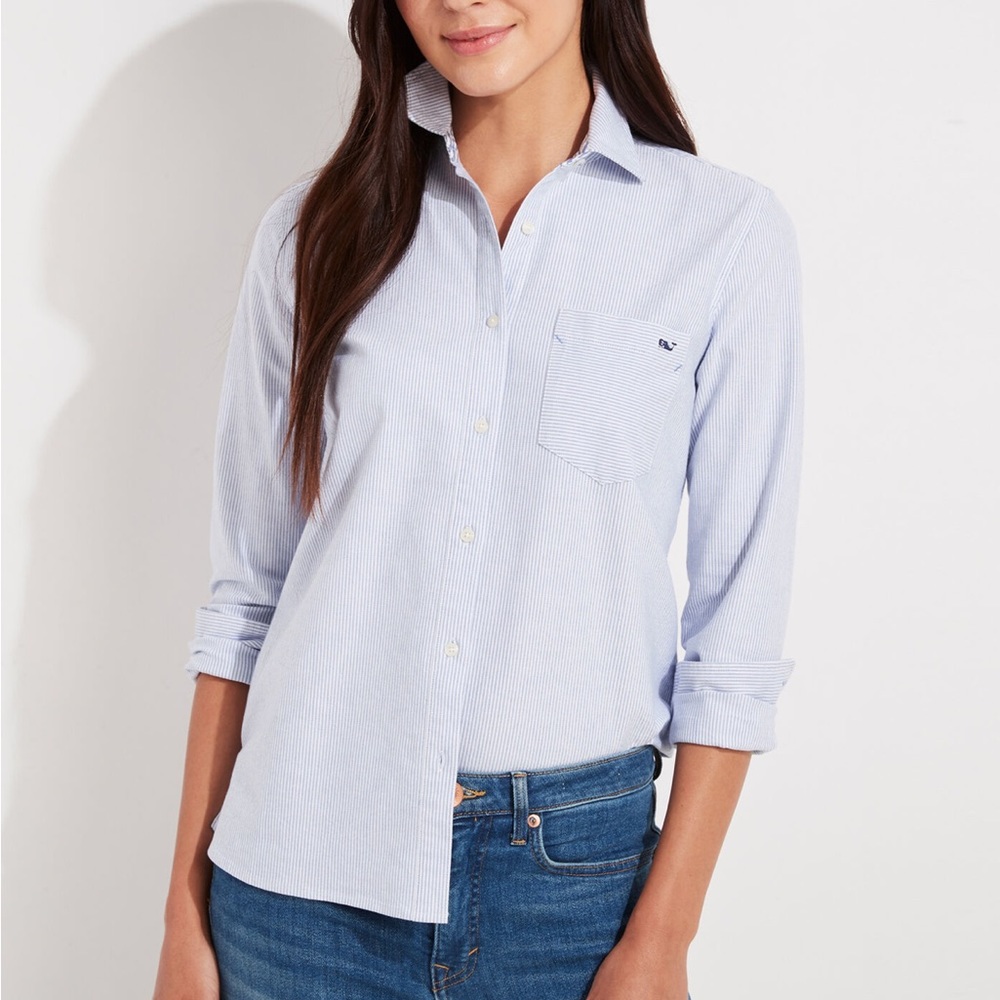 Vineyard Vines Oxford Striped Chilmark Relaxed Button-Down Shirt in size 00 - Picture 1 of 6